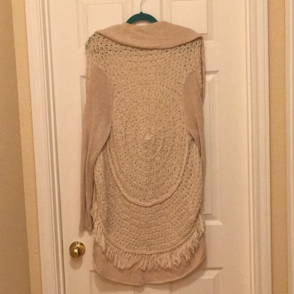 Anthropology knitted and fringe cardigan